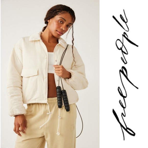 NWT, Free People Movement, Off The Bleachers Coaches Jacket in Sea Salt - Picture 1 of 3